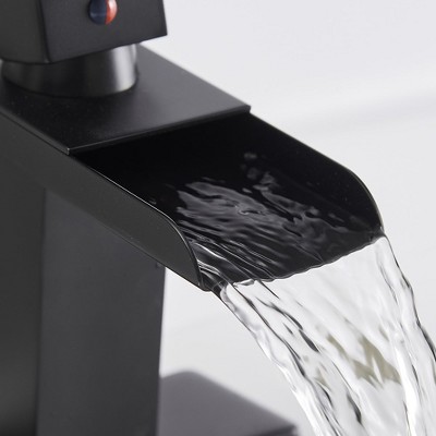 Matte Black Single Handle Waterfall Bathroom Faucet