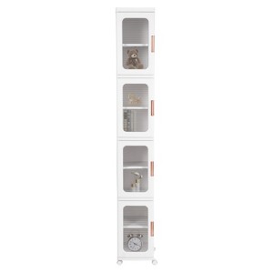 YIYIBYUS 4-TierMobile Narrow Slim Display Storage Cabinet, White - 1 of 4
