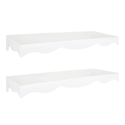 24 x 2 (Set of 2) Justina Wood Decorative Wall Shelf Set White - Kate & Laurel All Things Decor