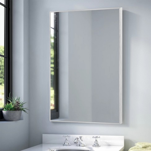 Dovelina Modern Rectangular Aluminium Fine Edge Black Hanging Mirror ...