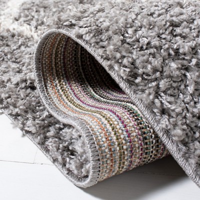 Venus 4' x 6' Ivory and Grey Geometric Shag Rug