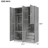 47"W Wardrobe Clothing Armoire Storage Cabinet  with 3 Drawers, Shelves and Hanging Rail, White/Gray-ModernLuxe - 4 of 4