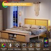 Full/Queen MDF Iron Rattan Bed End Cabinet with Sliding Doors, Multi-Material Bedroom Storage Cabinet, Bedside Rattan Organizer - 4 of 4