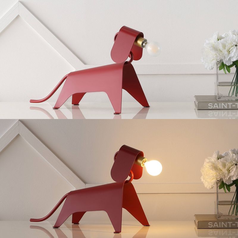 10&#34; Rover Modern Industrial Iron Canine Kids&#39; Lamp (Includes LED Light Bulb) Red - JONATHAN Y, 5 of 9