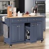 Wood Top Kitchen Island Cart with Wheels, Drawers, Spice Rack, Rolling Storage Cabinet for Kitchen or Dining – The Pop Home - 2 of 4