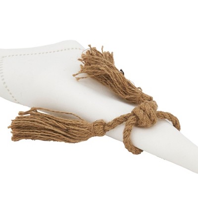 Natural Jute Tassel Napkin Rings Set of 4