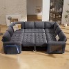Dyonery 8 Seat U-Shaped Modular Sectional Sleeper Sofa with Pull Out Bed/Reclining Backrest/USB Ports/LED Light Tool-Free Assembly,Chenille Beige - 2 of 4