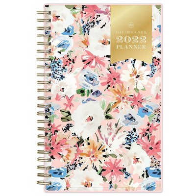 2022 Planner 5" x 8" Weekly/Monthly Clear Pocket Cover Wirebound Festive Floral Blush - Day Designer