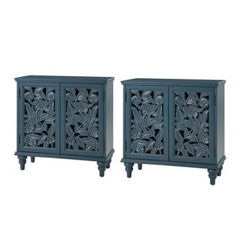 Alexis Traditional 32"Tall 2 Door Accent Cabinet with LED Light Set of 2| HULALA HOME