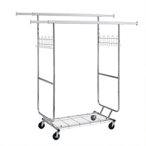 Boersma Double Clothing Garment Rack with Shelves Capacity 800lbs Clothing Racks on Wheels Rolling Clothes Rack for Hanging Clothes Portable Rack - 1 of 4