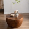 31.50inVintage Style Bucket Shaped Coffee Table with storage function, for Office, Dining Room and Living Room, Brown - 3 of 4