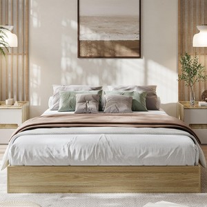 Wood Platform Bed Frame,Wooden Bed Frame Without Headboard, Wood Slat Support, California King/King/Queen/Full/Twin XL/Twin - 1 of 4