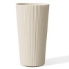 NAYSAYE Planter 2PCS Tall Indoor and Outdoor Planter Pot Large Flower Cone Striped Plastic Flower Pot for Home Garden Patio, Beige, 13"*13"*23.6" - 2 of 4