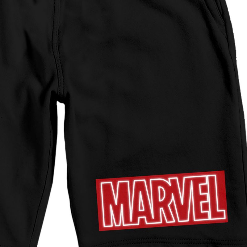 Marvel Comics Logo Men's Black Sleep Pajama Shorts, 2 of 4