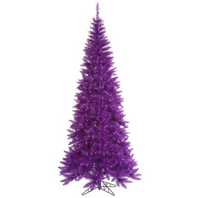 Vickerman 7.5' Purple Fir Slim Artificial Christmas Tree, Purple Dura ...