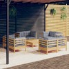 vidaXL Solid Pinewood Patio Lounge Set 9 Piece with Cushions Multi Colors - Brown and Gray - 2 of 4