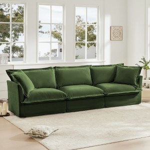 Modular Cloud Chenille 3-Seater Sofa with Removable Covers, Convertible to Sectional/Bed, 300lb Capacity per Seat - 1 of 4