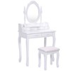 Tangkula Oval Mirror 4 Drawer Vanity Mirror Makeup Table w/ Cushioned Stool - 4 of 4