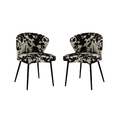 Set of 2 Bonatti Living Room Accent Side Chair with Animal Print | Karat Home