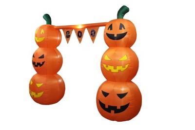 10 ft Tall Orange Inflatable Pumpkin Banner Archway with LED Lights