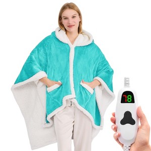 Inhand Wearable Heated Throw Blanket Shawl - 50"x60" Flannel Electric Robe Blanket Hoodie for Winter 5-Position Timer 10 Heating Levels - 1 of 4