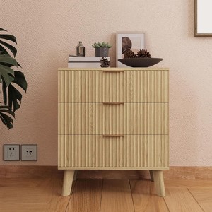 3 Drawer Dresser With Storage, Wooden 3 Chest of Drawers, Modern Minimalist Nightstand, Organizer Storage Cabinet for Living Room, Bedroom, Hallway - 1 of 1