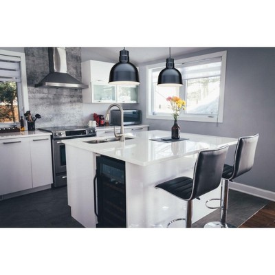 Satin Black Metal Indoor/Outdoor Bowl Pendant Light