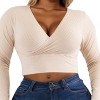 Slickblue Plus Size Ribbed Wrap Front Long Sleeve Top, Stretch Fit, Casual Style, Multiple Color Options, Size 1XL-3XL - 3 of 4