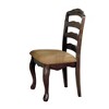 Simple Relax Set of 2 Upholstered Dining Chairs with Ladder Backrest in Dark Walnut and Tan - 3 of 4