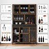 70'' Wine Coffee Bar Cabinet with Storage Hutch, Tall Kitchen Pantry Liquor Cabinet with Sliding Barn Doors for Home Dining Room - 4 of 4