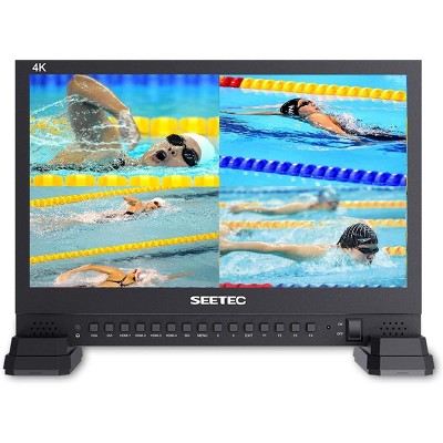 SEETEC 15.6" 4K156-9HSD Broadcast Monitor with IPS UHD 3840x2160 4xHDMI Quad Split Display 3G SDI VGA DVI for Professional Live Event
