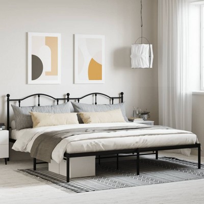 vidaXL Metal Bed Frame with Headboard Black 76 in.x79.9 in. King
