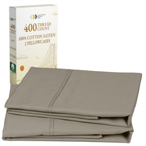 Set of 2 Pillowcases - 400 Thread Count, 100% Cotton Sateen, Soft, Cooling and Breathable by California Design Den - 1 of 4