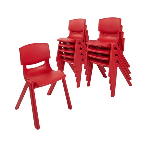 Assorted Colors Indoor/Outdoor Plastic Stacking Chairs for Kids 6-Pack ECR4Kids School Stack Resin Chair 14 inch Seat Height 