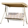 Outsunny 3 Person Outdoor Porch Swing Lounge Chair Bench with Canopy Top- Brown - 4 of 4