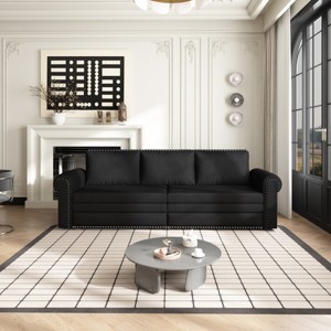 93" King Size Sofa Bed Couch Pull Out Couch 3 In 1 Convertible Sleeper Sofa Bed Velvet Chesterfield Sofa With Nailhead Trim & Rolled Arm-Cuddlewood - 1 of 4