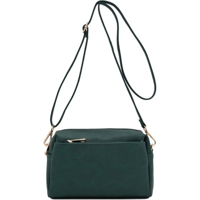 BEAFUP Triple Zip Small Crossbody Bag - Faux Leather Shoulder Bag with Gold Tone Hardware and Adjustable Strap - Zipper Closure for Everyday