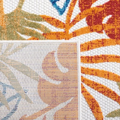 Cabana 6' x 9' Cream and Red Floral Synthetic Area Rug