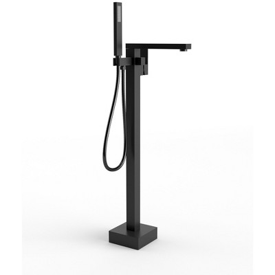 YAWWALK Double Handle Floor-Mounted Freestanding Tub Faucet with Hand Shower