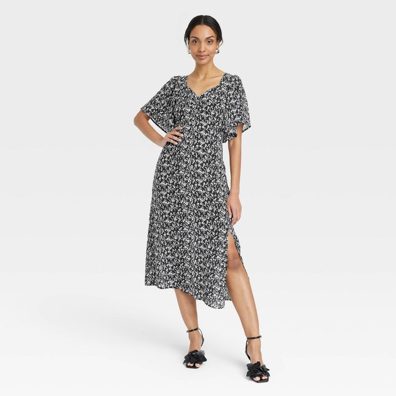 Women's Crepe Flutter Short Sleeve Midi Dress - A New Day™, 1 of 11