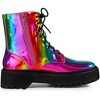 Allegra K Women's Round Toe Platform Lace Up Colorful Combat Ankle Boots - 4 of 4