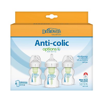 Image of Dr. Brown's Anti-Colic Wide-Neck Options+ Baby Bottle 0m+ - 5oz/3pk