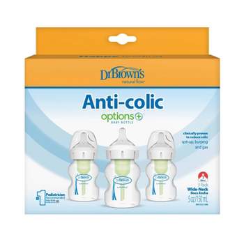 Dr. Brown's 5oz Anti-Colic Options+ Wide-Neck Baby Bottle with Level 1 Slow Flow Nipple - 3pk - 0m+