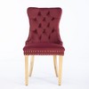 Akoasm Set of 2 Modern Tufted Solid Wood Velvet Upholstered Dining Chair with Gold Stainless Steel Plated Legs-Red - 3 of 4