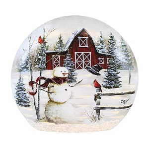 Stony Creek 13.5 Inch Windy Day Lighted Orb Christmas , Red Barn Snowman Cardinal (1PC) - 1 of 4