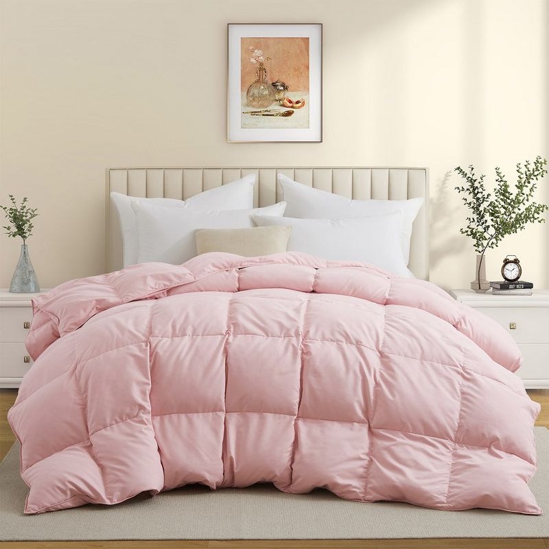 Peace Nest Medium Warmth Feather and Down Duvet Comforter Insert in Pink, 2 of 6