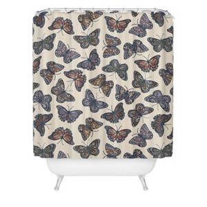 Avenie Countryside Butterflies Shower Curtain Beige - Deny Designs: 100% Polyester, Microfiber, Machine Washable - 1 of 3