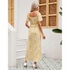 Coolmee Womens Maternity Casual Summer Maxi Dress Square Neck Short Sleeve Boho Floral Print Tie Front Long Dress - 2 of 4