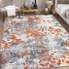 Modern Abstract Rug Machine Washable Throw Rug Boho Chic Abstract Watercolor Design Area Rug, 8'x10' Orange Gray - 3 of 4