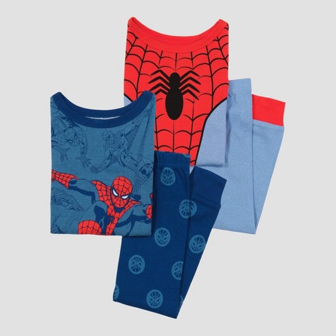 Marvel Spiderman Pajamas Set, 4 Piece Sleepwear for Toddlers and Little  Kids, Sizes 18M & 2T